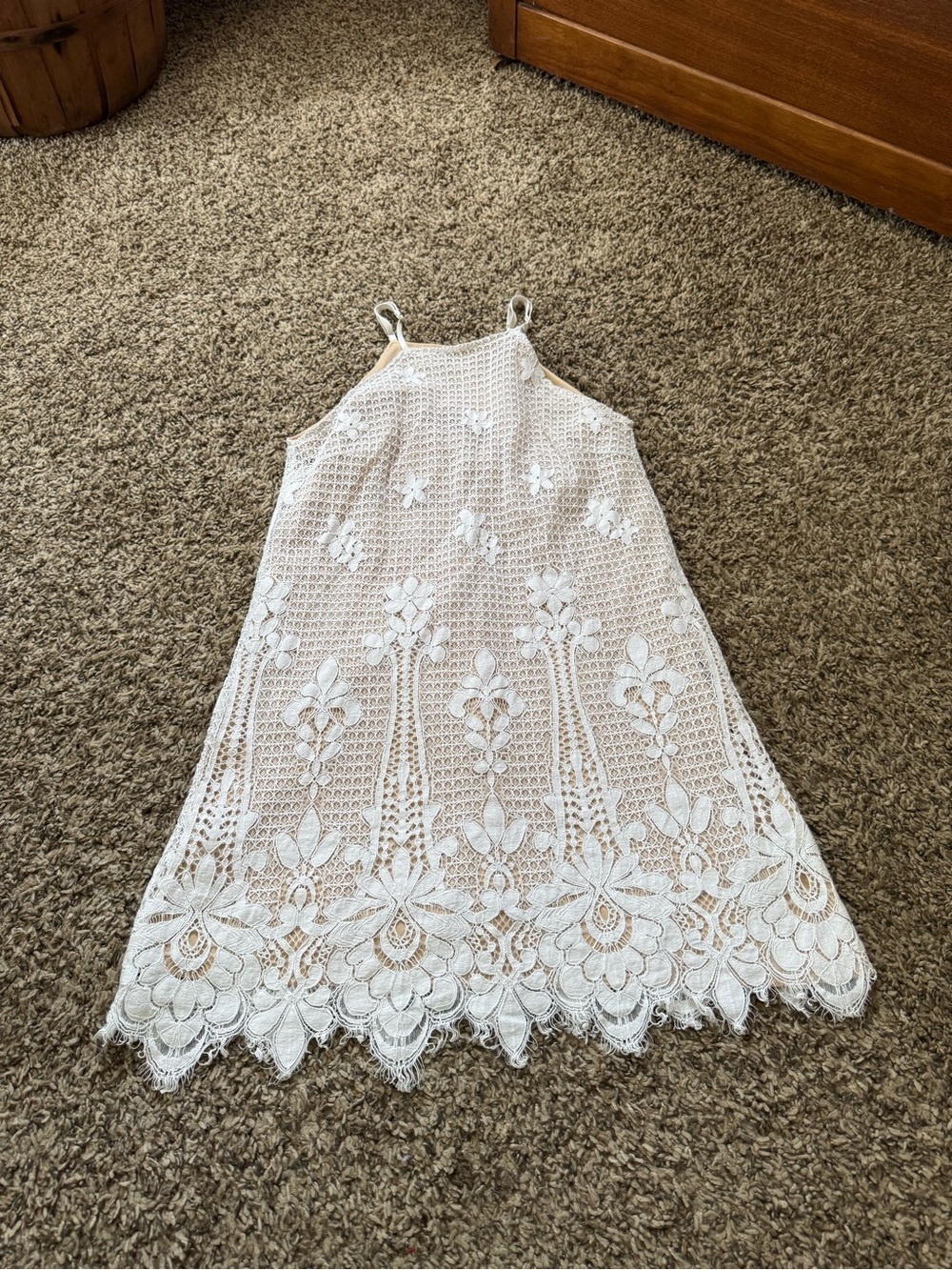 Francesca's Collections Cream and white Crochet Lace Mini Dress